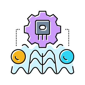 simulador cuántico computadora color icono fragmento vector