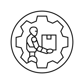 automatización robot profundo aprendizaje línea icono diseño vector