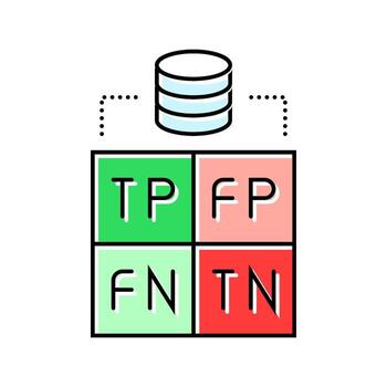 Confusión matriz máquina aprendizaje color icono articulo vector
