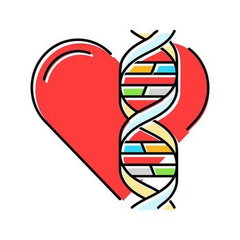 heart with genetic code lines color icon sign vector