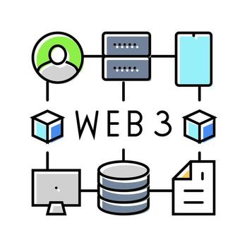 web3 integration decentralized application color icon item vector