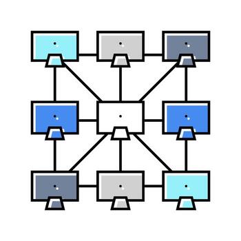 peer to peer p2p nodes decentralized application color icon mark vector