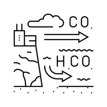 acidification chart world ocean line icon element vector