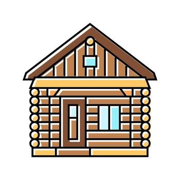 rustic log cabin wooden color icon unit vector
