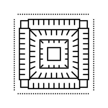 circuit board quantum computer line icon unit vector