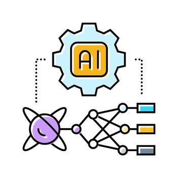 ai and computing merge quantum computer color icon thing vector