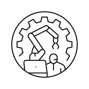 cobots collaborative robots industry 5 line icon unit vector