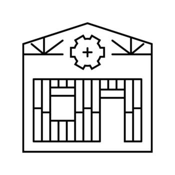 timber framing workshop wood frame line icon module vector