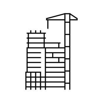 skyscraper under construction line icon object vector