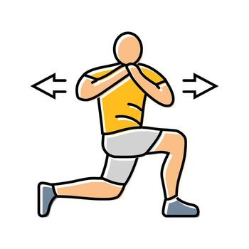 dynamic lunge rotation functional fitness color icon part vector