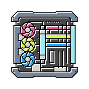personalizado construir abierto caso juego de azar ordenador personal color icono parte vector