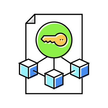 private key decentralized application color icon sign vector