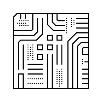circuito tablero ai integración línea icono unidad vector