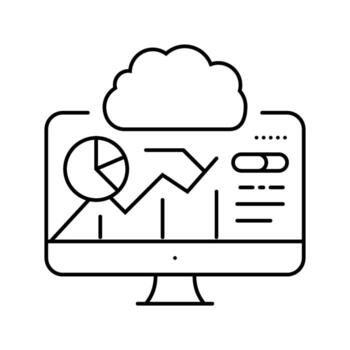 tablero supervisión nube informática línea icono pedazo vector