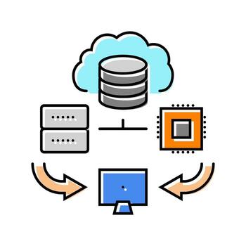 borde informática nodo datos centrar color icono objeto vector