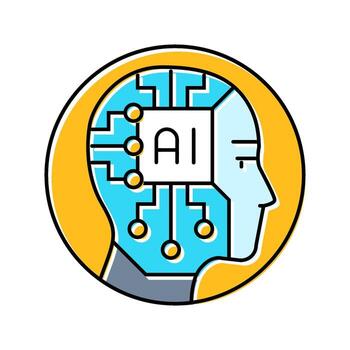 ai head profile deep learning color icon component vector