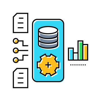 data processing pipeline ai integration color icon module vector