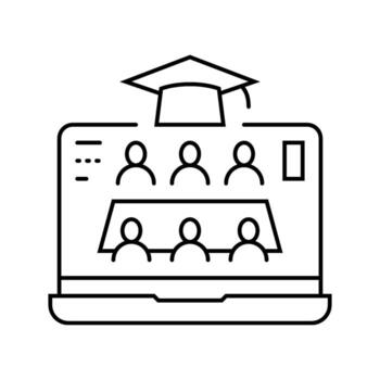 group project education platform line icon fragment vector