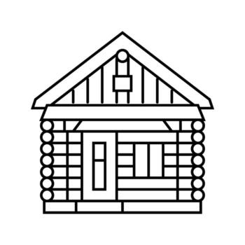 rustic log cabin wooden line icon object vector