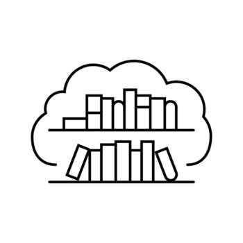 cloud library education platform line icon module vector