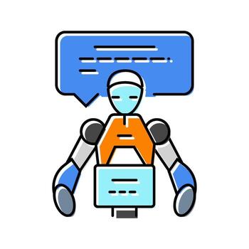 social robot assistant robotics color icon item vector