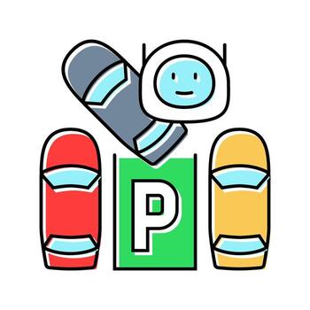 automated parking autonomous vehicle color icon component vector