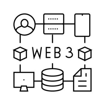 web3 integración descentralizado solicitud línea icono emblema vector