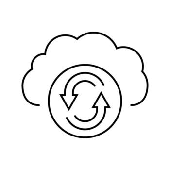 data synchronization cloud computing line icon figure vector