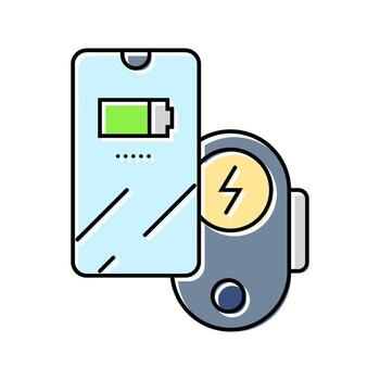 wireless charging pad auto tainment color icon module vector