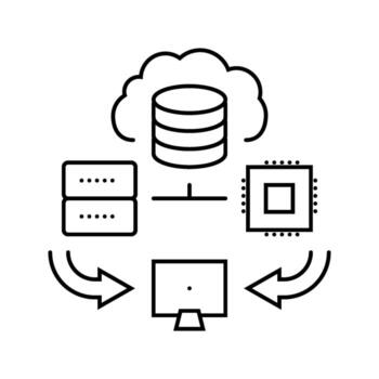 borde informática nodo datos centrar línea icono articulo vector
