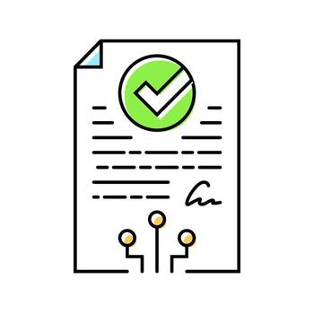 smart contract decentralized application color icon entry vector