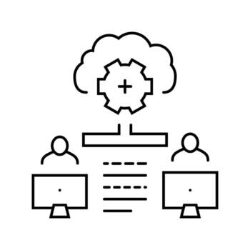 colaboración nube informática línea icono entrada vector