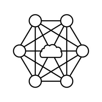 network nodes cloud computing line icon indicator vector