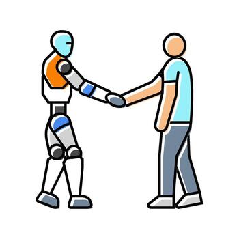 human robot interaction social robotics color icon component vector