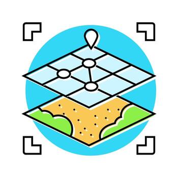 digital map overlay augmented reality color icon object vector