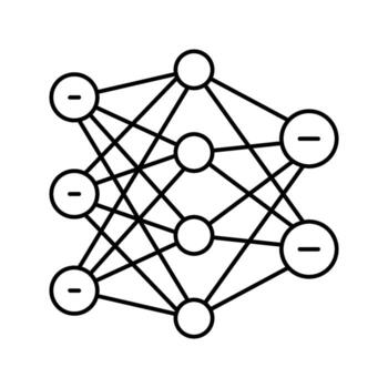 neural network ai integration line icon constituent vector