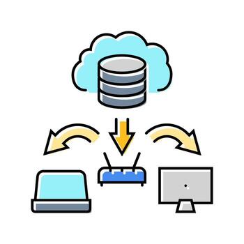 infrastructure cloud computing color icon fragment vector