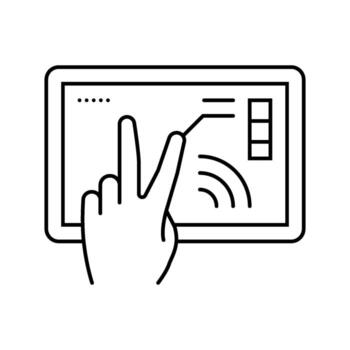 gesture control system auto tainment line icon component vector