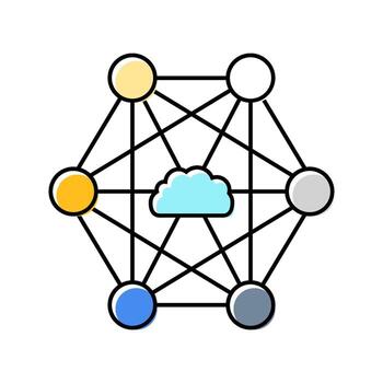 red nodos nube informática color icono diseño vector
