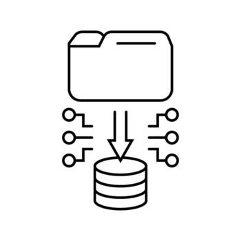 base de datos nube informática línea icono emblema vector