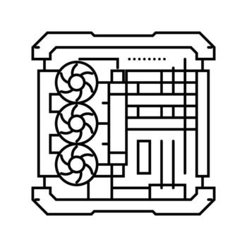 custom build open case gaming pc line icon component vector