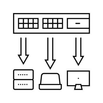 network switch data center line icon design vector