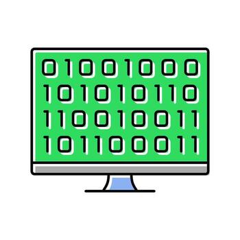 computadora código investigación desarrollo color icono firmar vector