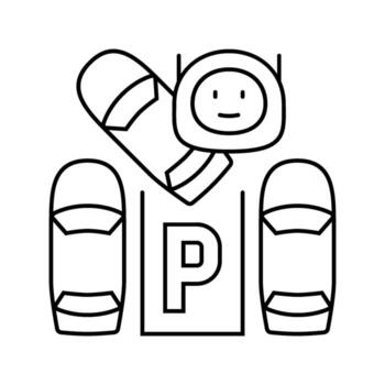 automated parking autonomous vehicle line icon indicator vector
