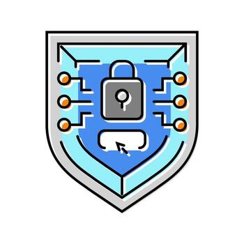 cybersecurity shield data center color icon unit vector