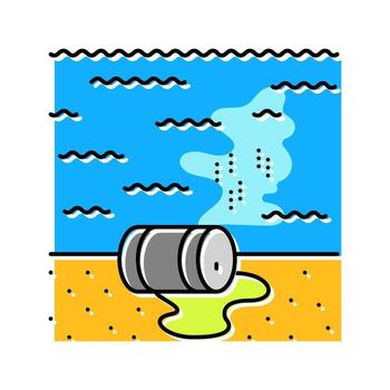 radiactive waste leaking into ocean radioactive pollution color icon entry vector