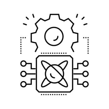 light particles interacting chip line icon design vector
