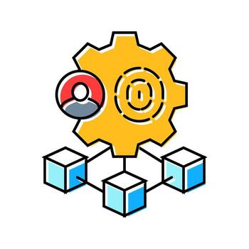 blockchain based identity verification color icon module vector