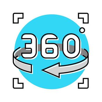 360 degree arrow augmented reality color icon unit vector