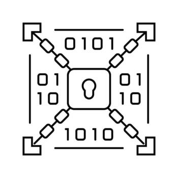 cifrado bloquear grande datos línea icono diseño vector